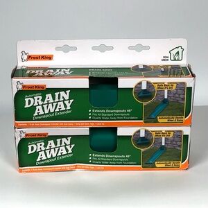 2 Frost King Automatic Drain Away Downspout Extender to 46" Green 1 NEW, 1 OPEN